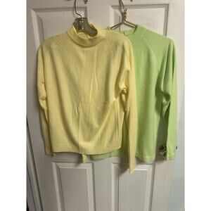 VNT Talbott Taralan Acrylic Sweater Back Quarter Zipper Green yellow Pink Lot 3